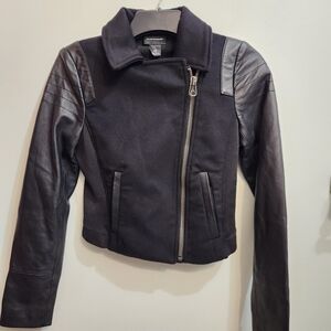 NWOT Club Monaco Leather and Wool Combo Cropped Jacket Size S/P